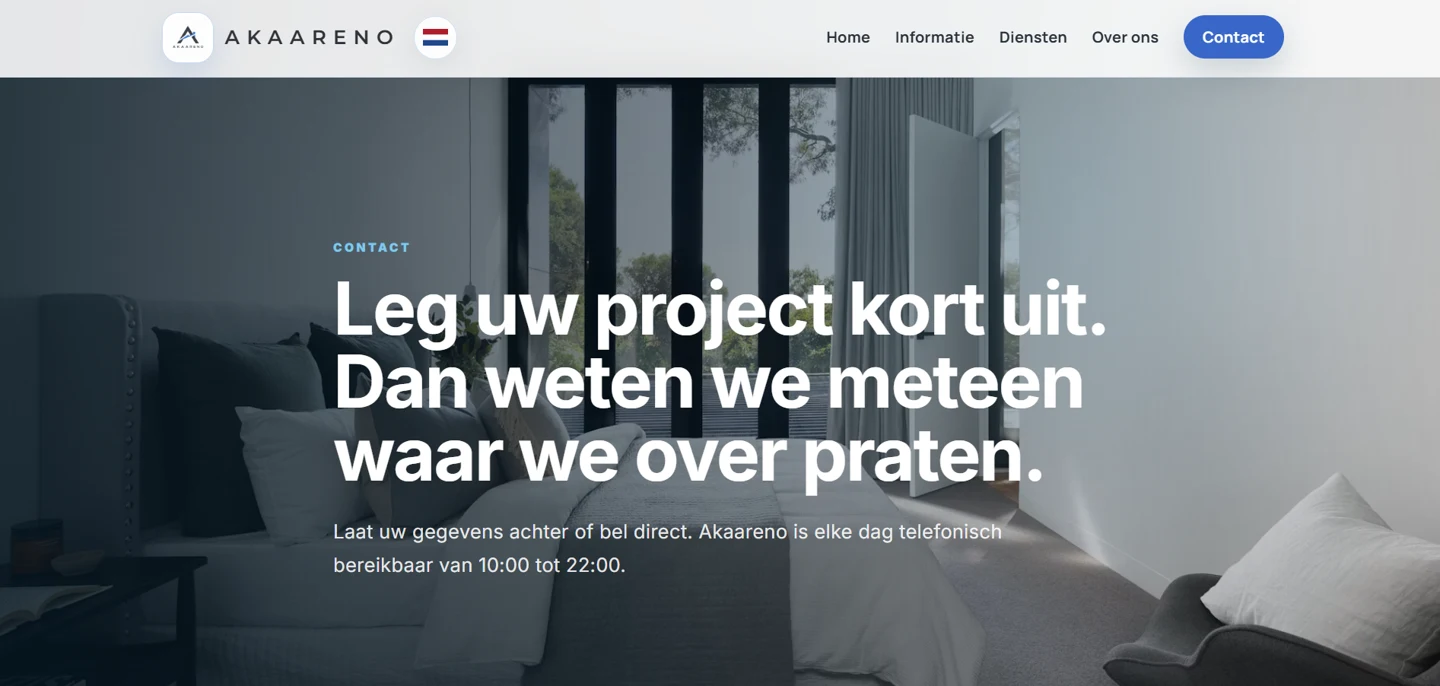 Voorbeeld van de website Akaareno